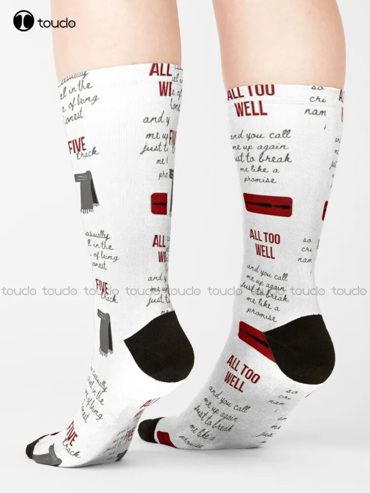 All Too Well Sticker Pack - Taylor Red Socks Baseball Socks Men Street Skateboard Socks Streetwear 360° Digital Print Gd Hip Hop