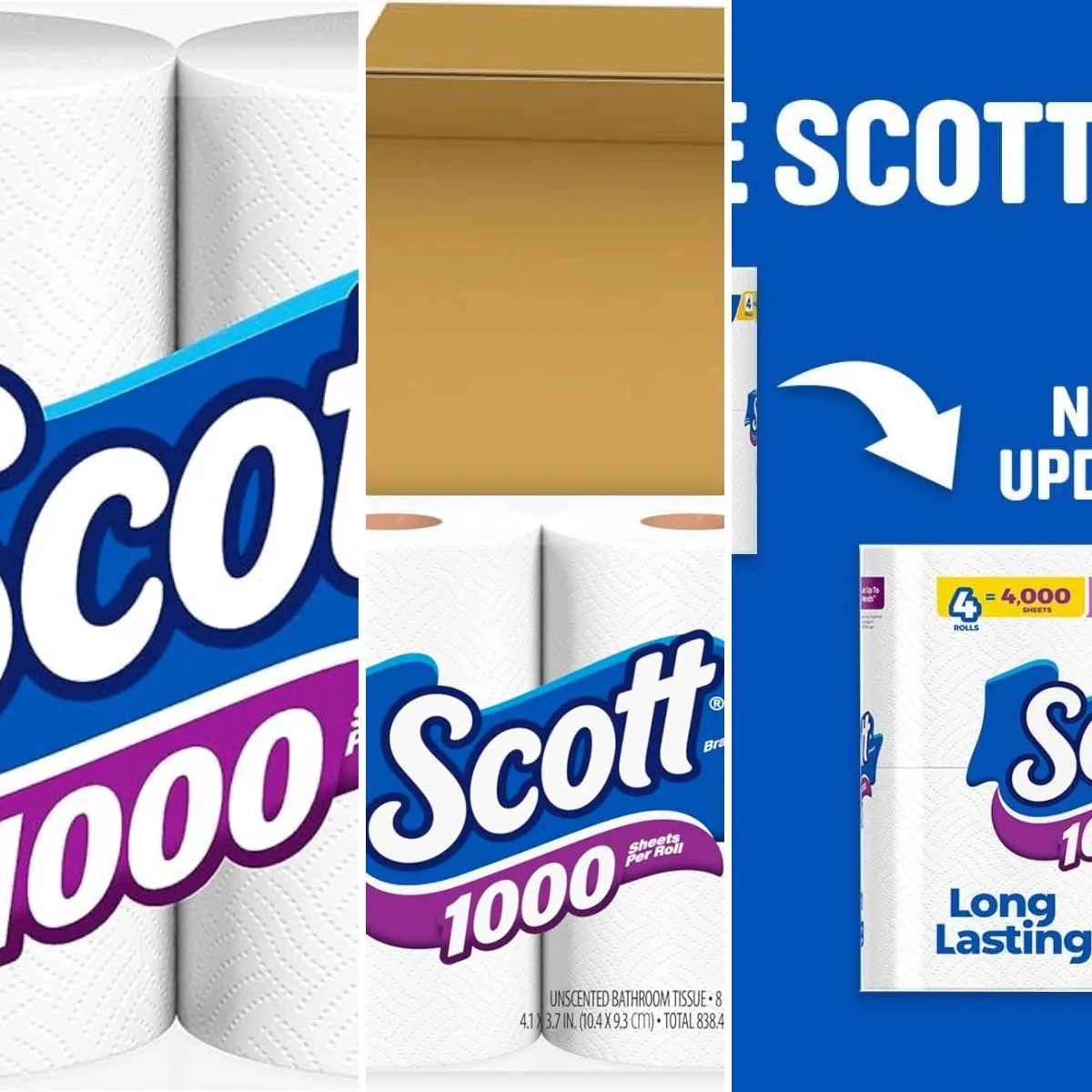 1000 Sheets Per Roll, 8 Toilet Paper Rolls, Bath Tissue