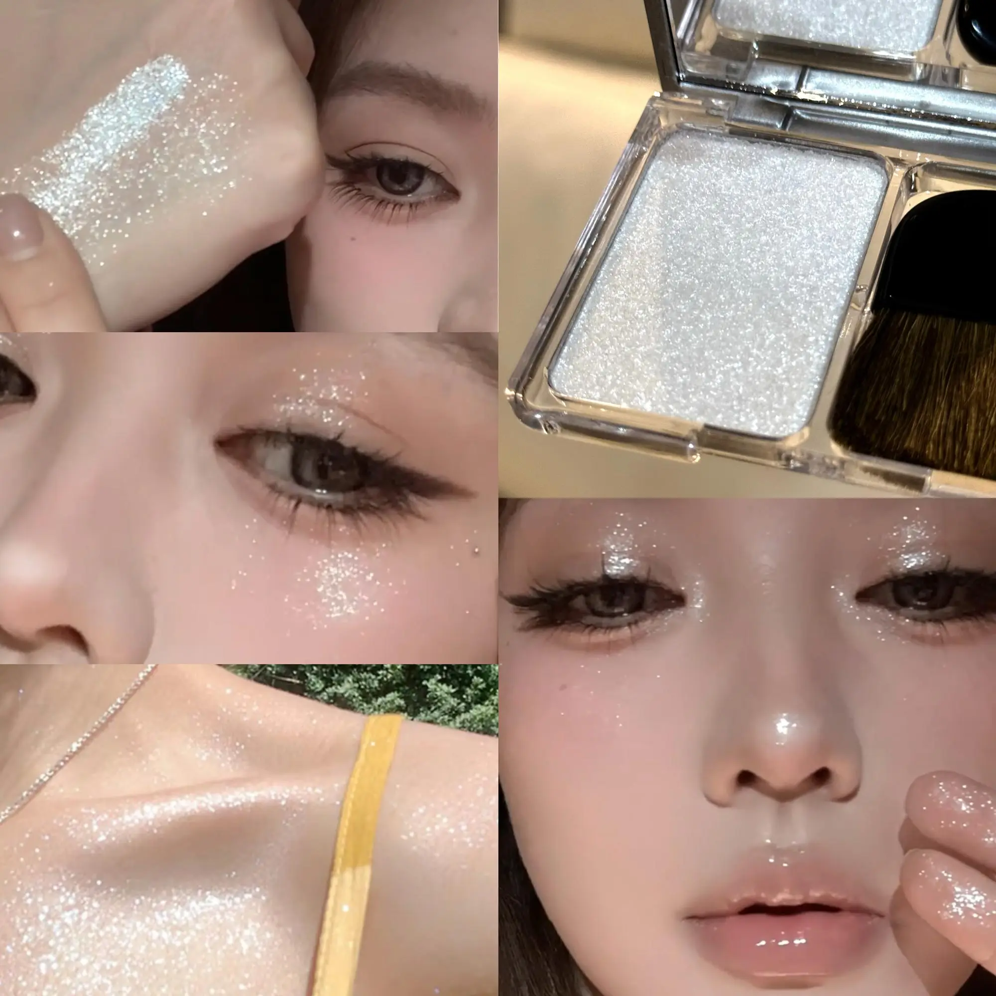 مع فرشاة Bowknot Face Brighten Highlighter Sparking Shine Makeup Plate Fairy Purple Highlight Shimmer Shading Contour Cosmetic #5