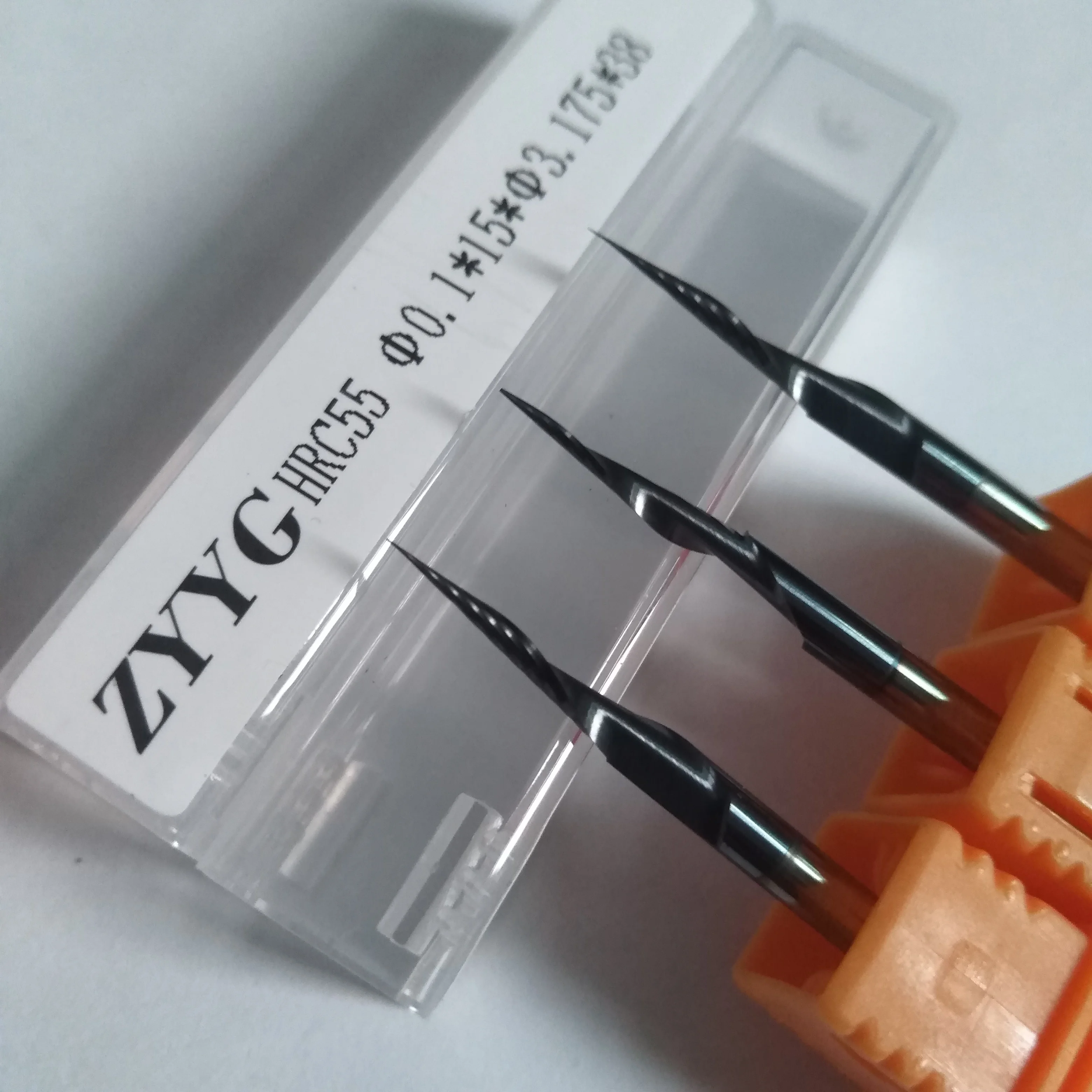 ZYYG grabado D0.1 * 15mm * 3.175D * 38 * 1F * HRC55 vástago V forma tallado Bits carburo CNC Router Bit con punta 0,1mm fresa de madera