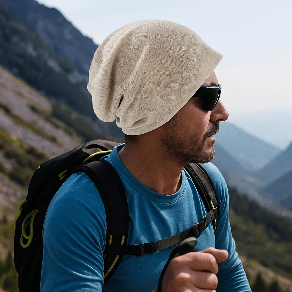 

Polyester Thin Breathable Pullover Hat Double Layer Soft Knitted Outdoor Baggy Skullcaps Comfortable Windproof