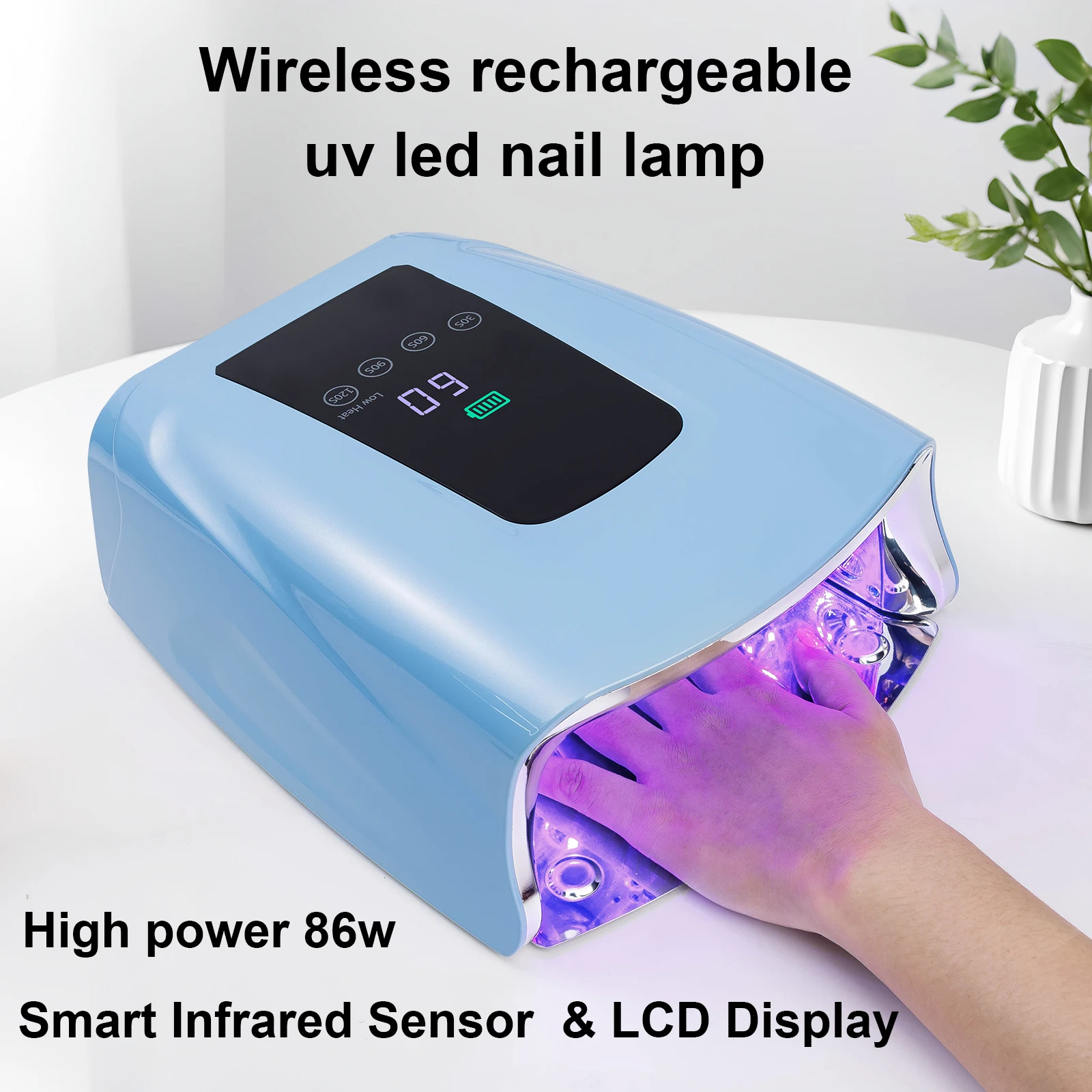 Lampu Kuku Profesional 86w Tanpa Kabel Portabel UV LED Operasi Cerdas Sensor Otomatis