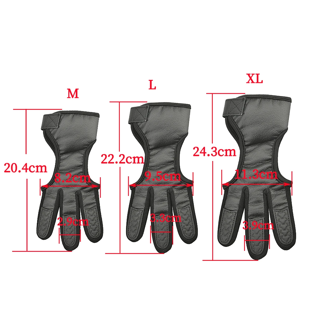 1PC 3 Finger Gloves Leather in Black High Elastic Hand Protection Archery Protective Gloves for Archery Hunting Shooting