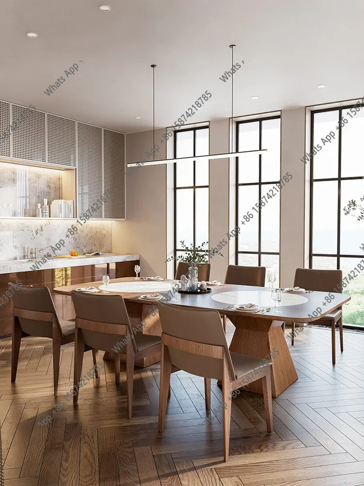 U64 Solid Wood Square Dining Table With Embedded Turntable Home Dining Table Eating Table Hotel Square Wooden Dining American