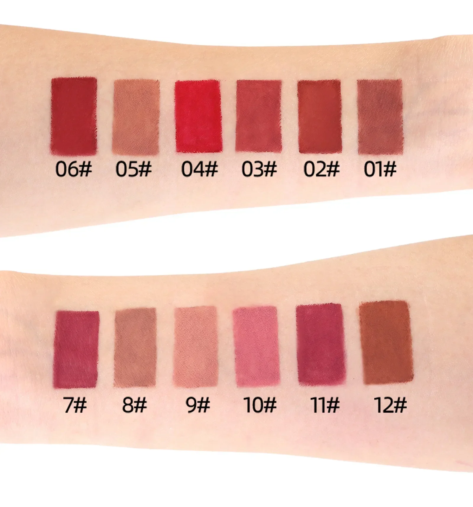 12-farbiger Nude Matte Lippenstiftstift, langlebiger, wasserfester Lippenstift, hochpigmentierter Lipliner, Lippen-Make-up-Werkzeug