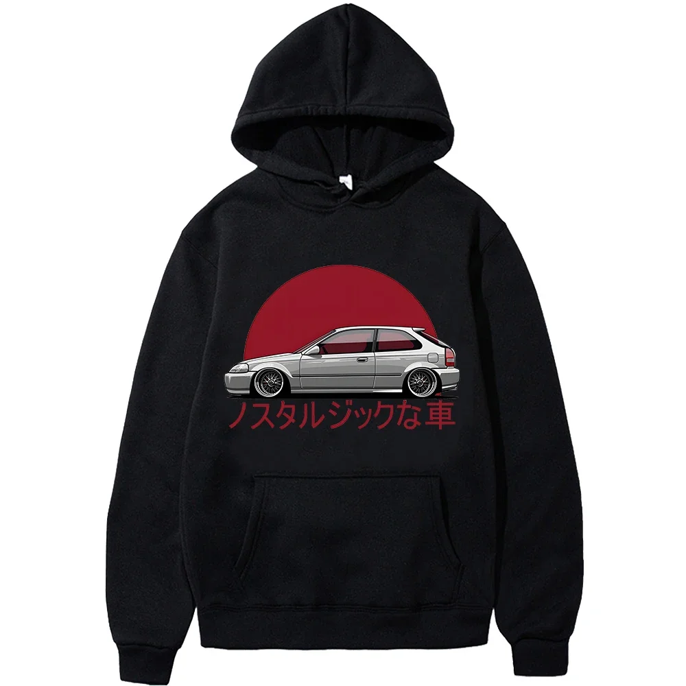 2024 Men Nostalgic Car Hoodie Jdm Comic Printing Tracksuit Mens Sweatshirt Female Japanese Streetwear Pullover