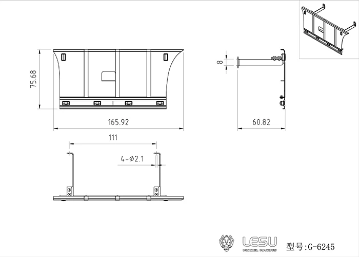 LESU G-6245 Metall Edelstahl Pedal-Seitenschweller Werkzeugkasten mit Beleuchtungsset für Tamiya 1/14 RC Dreiachsiger Traktor-LKW – Detail 3