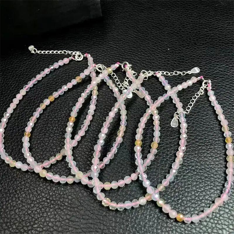 S925 Natural Color Morganite Faceted Bracelet Streche Elastic Cord Pulserase Healing Jewelry Beads Lovers Woman Holiday Gift 1PC