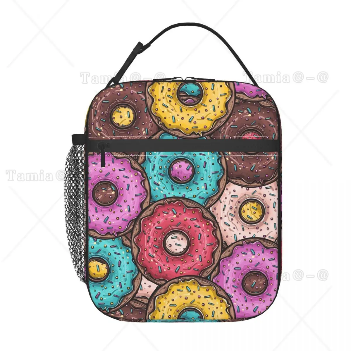 Cartoon Donut Ice Cream Pattern Insulated Lunch Bag for Women Kids Portable Food Boxes Thermal Lunch Box Tote