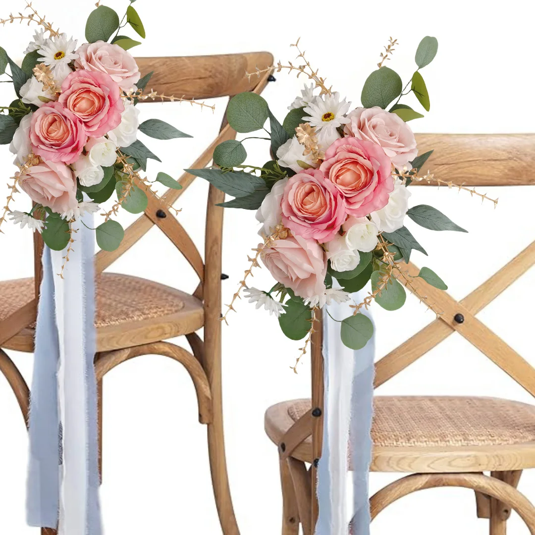 

Artificial Wedding Chair Back Flower Wedding Church Chair Decoration Birthday Party Banquet Chair Decoration Artificial Flowers
