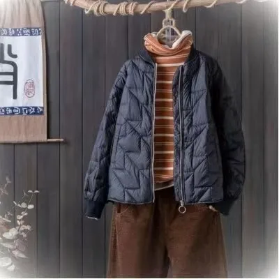 

Lightweight Cotton Jaet Women's Winter Thiened Warm Casual Outerwear Pure Color Filling Retro Sle Commute Faion
