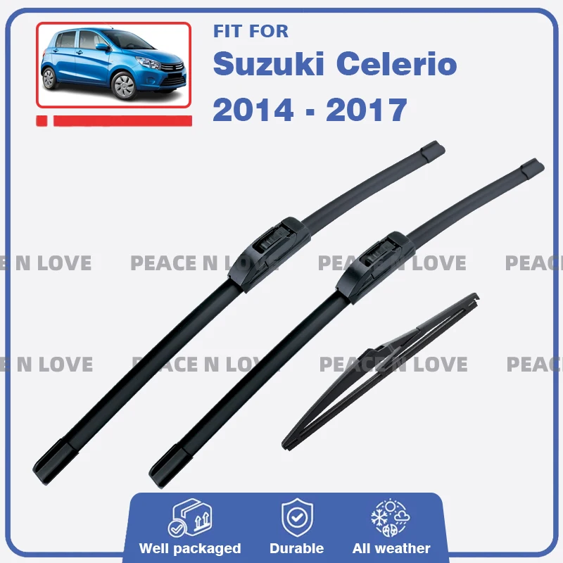 Para suzuki celio 2014 2015 2016 2017 dianteiro traseiro pára-brisa lâmina limpador janela j gancho escovas de borracha acessórios do carro