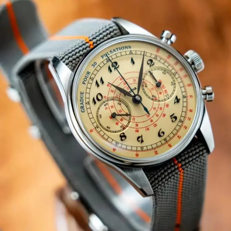 PROXIMA Men Chronograph Watch 39mm Aviator Manual Winding Mechanical Wristwatch Luminous Sapphire ST1902 Enamel Pulsations Dial
