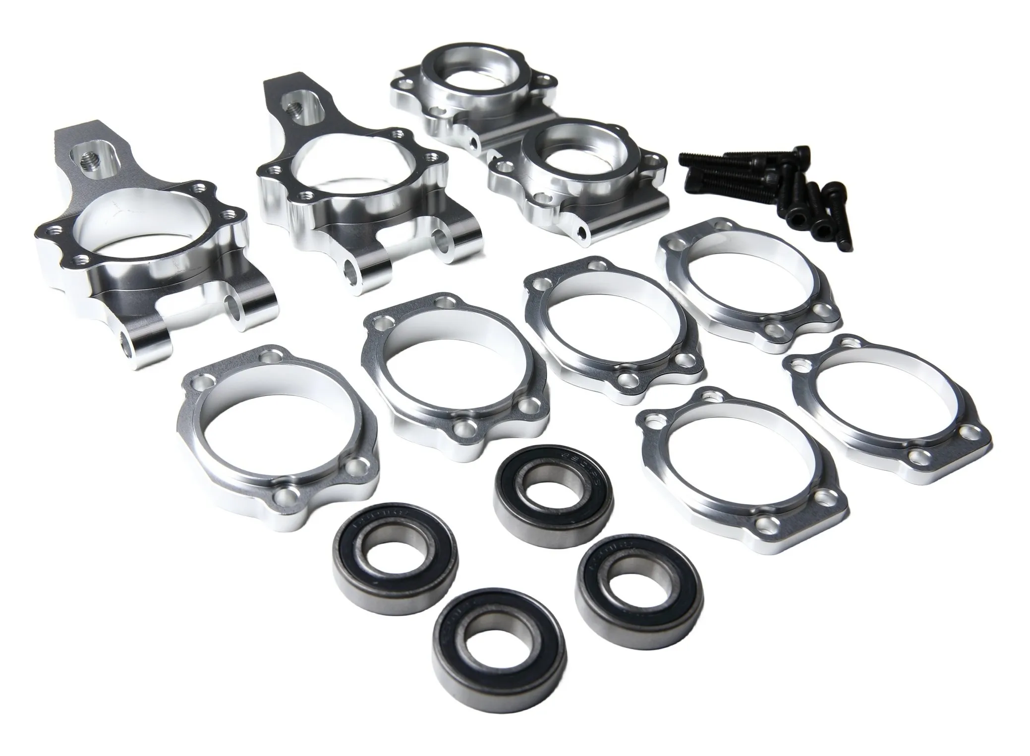 GTBRacing Metal Aluminum Rear Wheel C Hub Carrier Set for 1/5 RC Car hpi km rv baja 5b ss 5sc Part (Silver/Orange)