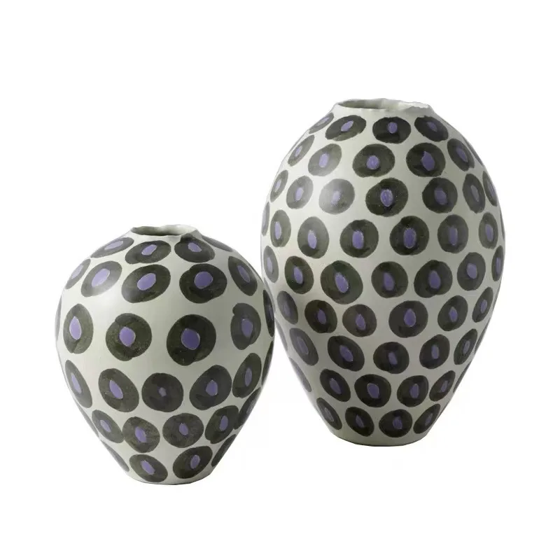 Wabi Sansan wind ceramic vase ornament, living room flower arrangement artistic sense,niche guest dining table decoration flower