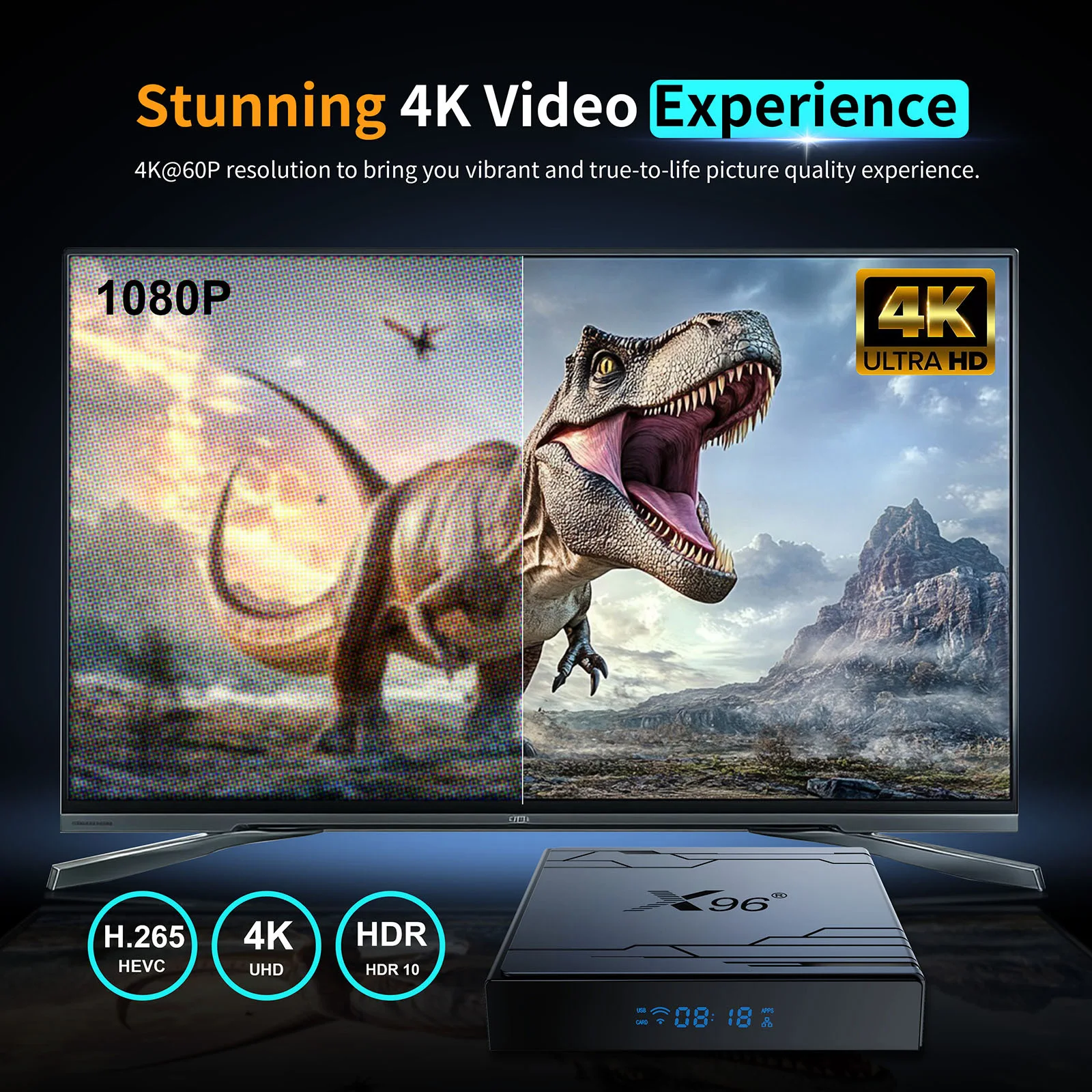 

Медиаплеер Android 14 на базе Amlogic S905Y5, двухдиапазонный Wi-Fi 2.4G/5G 100 Мбит/с, 4K 60 кадров/с, Wi-Fi 6, BT5.X, поддержка AV1 HDR10+