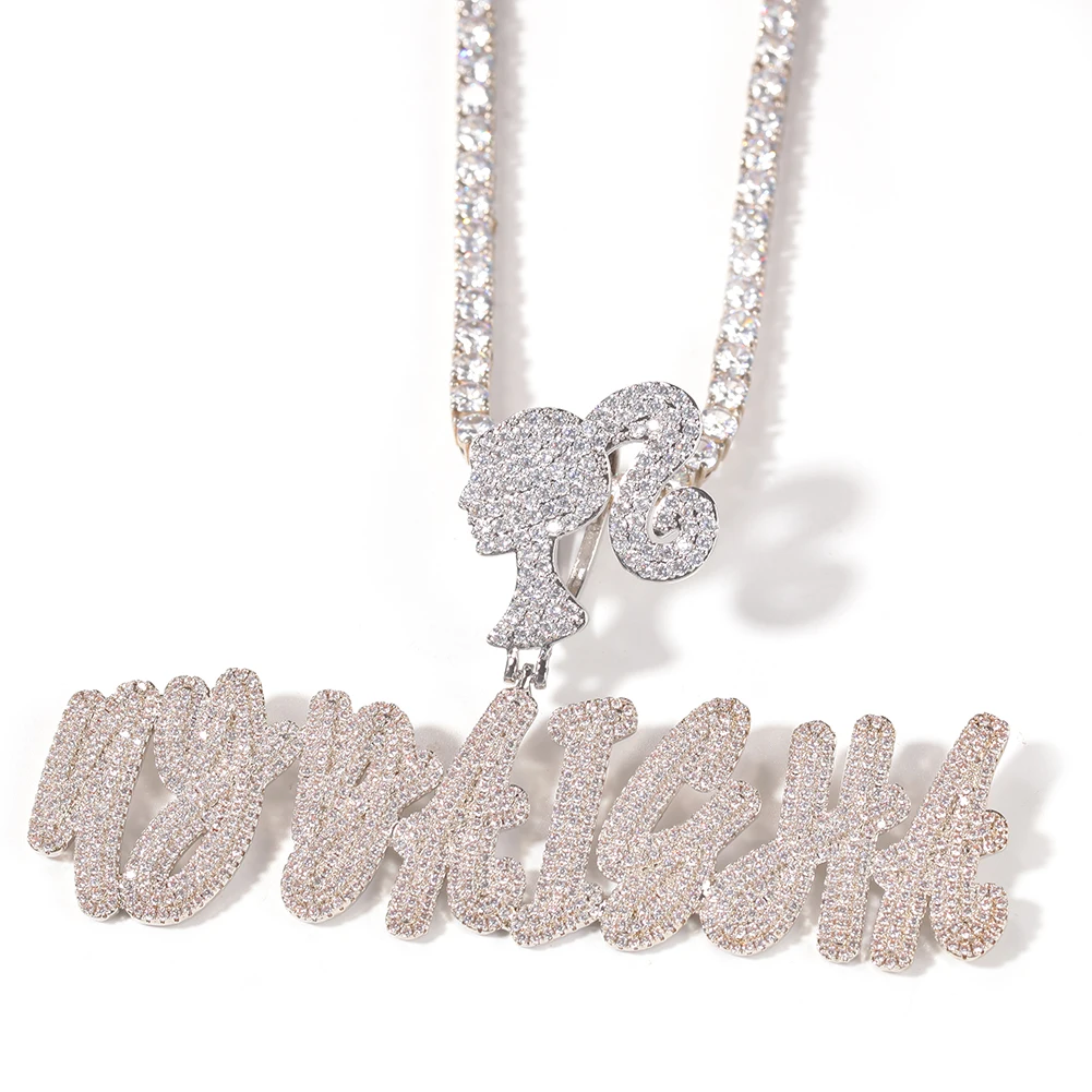 Uwin Custom Icy Girl Hook Name Pendant Iced Out Letters Pendant