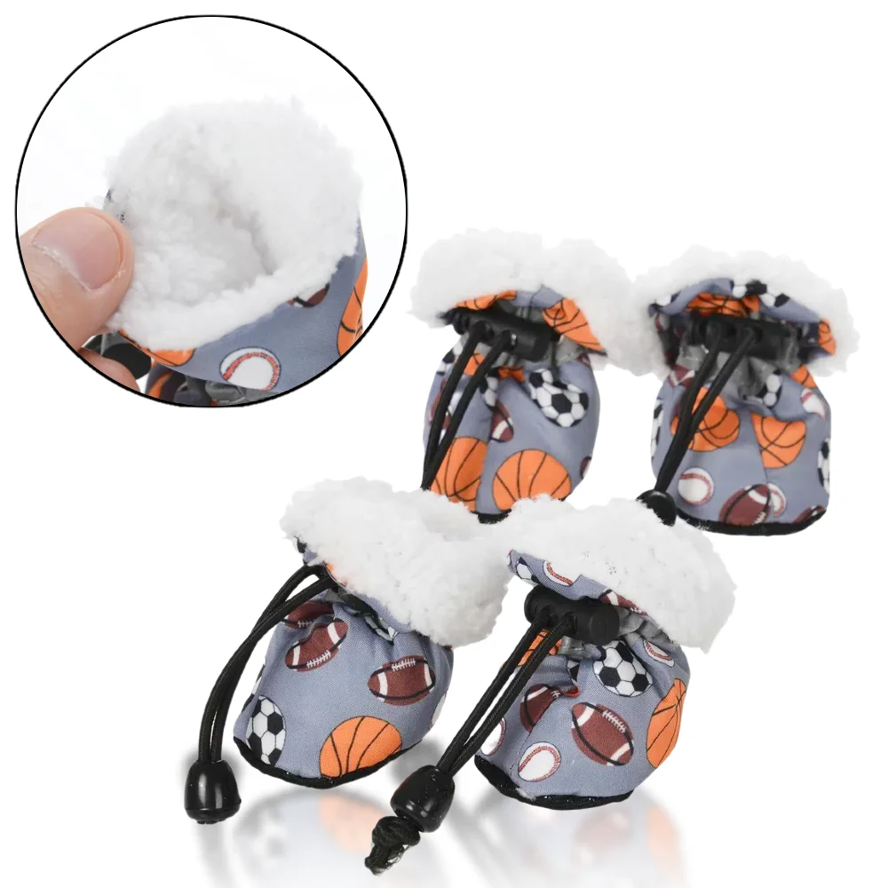 Winter Dog Shoes Soft Sole Anti-slip Snow Boots For Small Dogs Warm Fleece Puppy Cats Footwear Chihuahua Yorkshire Pet Supplies