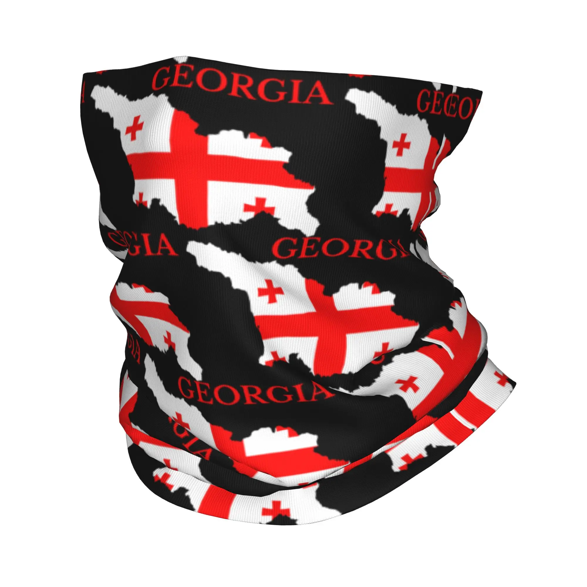 Custom Georgia Country Flag Map Bandana Neck Warmer Women Men Winter Ski Hiking Scarf Gaiter Georgian Proud Patriotic Face Cover