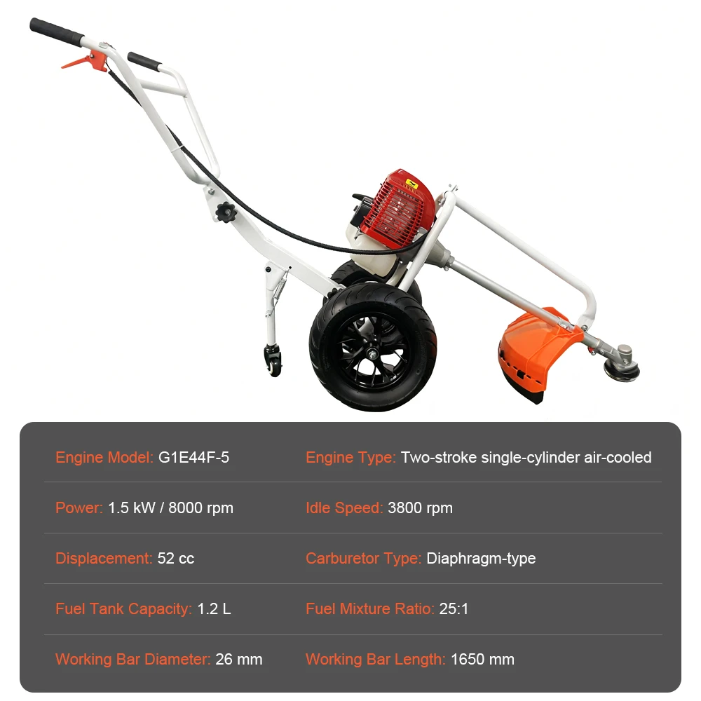 TUNGFULL Hand Push Gas Weeder Garden Grass Trimmer 8000RPM Portable Lawn Weeding Machine For Courtyard Outdoor Weed Removal Work