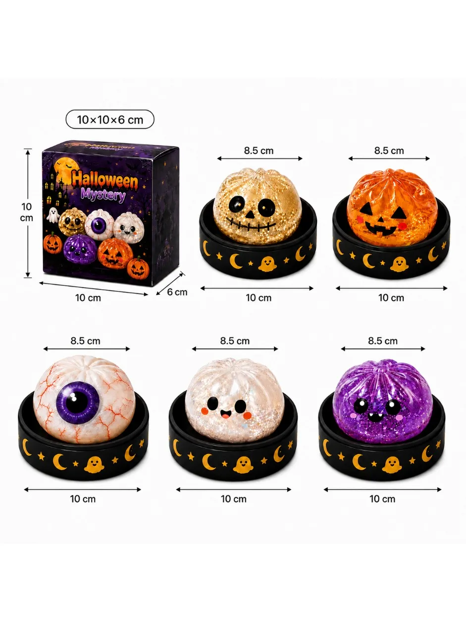 5,5 cm/8,5 cm Halloweenowy Duch w Kształcie Pieroga – Squishy Antystresowy z Powolnym Powrotem do Formy, Zabawka Fidget dla Dzieci i Dorosłych, Prezent Antystresowy — 2
