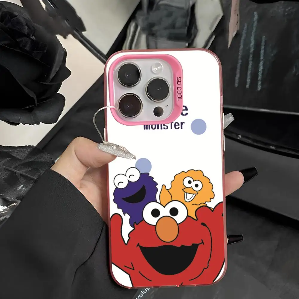 Cartoon S-Sesame Cute S-Street Phone Case 2024 IMD Case For IPhone 16 15 Pro XR XS 7 8 Plus SE2024 Shockproof Color Phone Funda