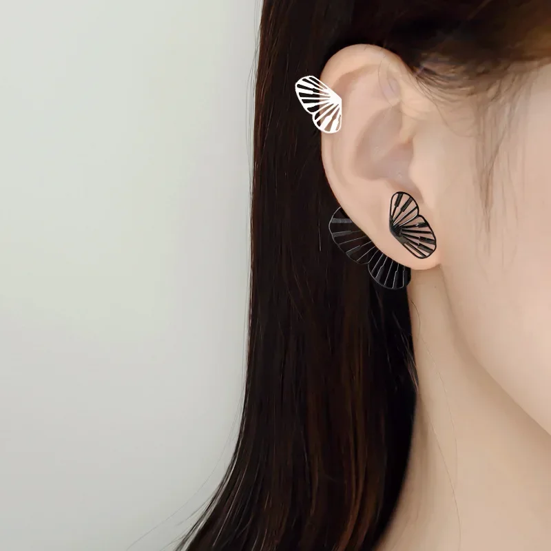 925 Sterling Silver Exaggerated Hollow Butterfly Stud Earrings for Women Party Wedding Pendiente Piercing Jewelry Matte Rear