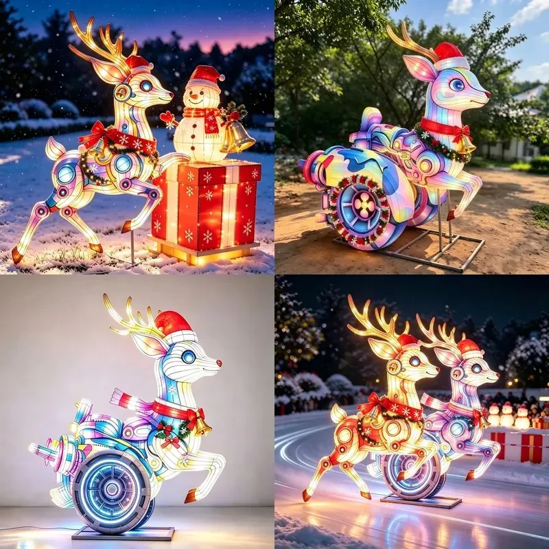 Christmas Thanksgiving Mechanical Deer Holiday Lanterns Waterproof Future Technology Style LED Outdoor Lighting