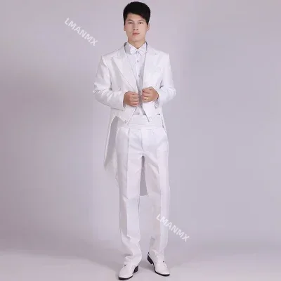 Men's Black Tuxedo Dress Jazz Christmas Magic Show Clothing Wedding Suit Tailcoat Mens Tuxedo Suits Black And White