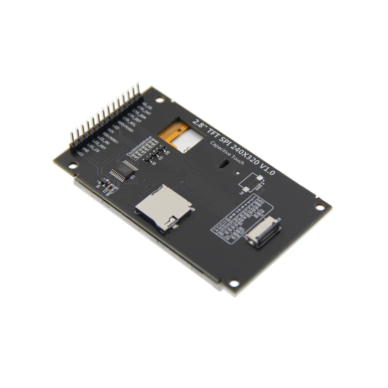 TFT LCD Capacitiva Touch Screen Display Module, IPS Versão, Preto, SPI Serial Port, 2.8 ", 240x320