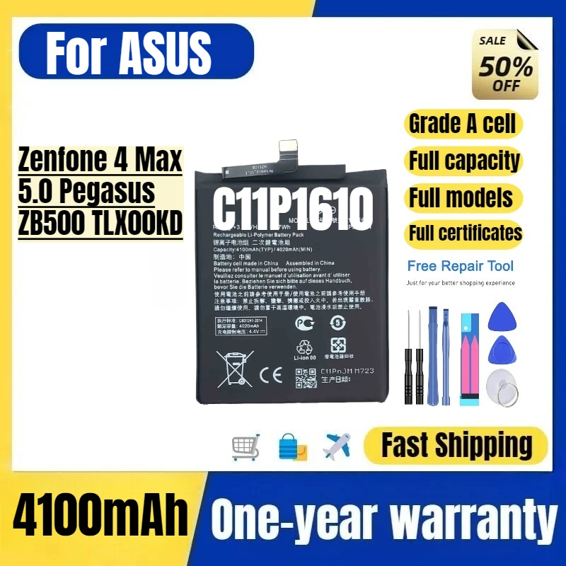 

C11P1610 for ASUS Zenfone 4 Max 5.0 Pegasus ZB500 TLX00KD Mobile Phone Battery High Quality Replacement Bateria Grade A Cell