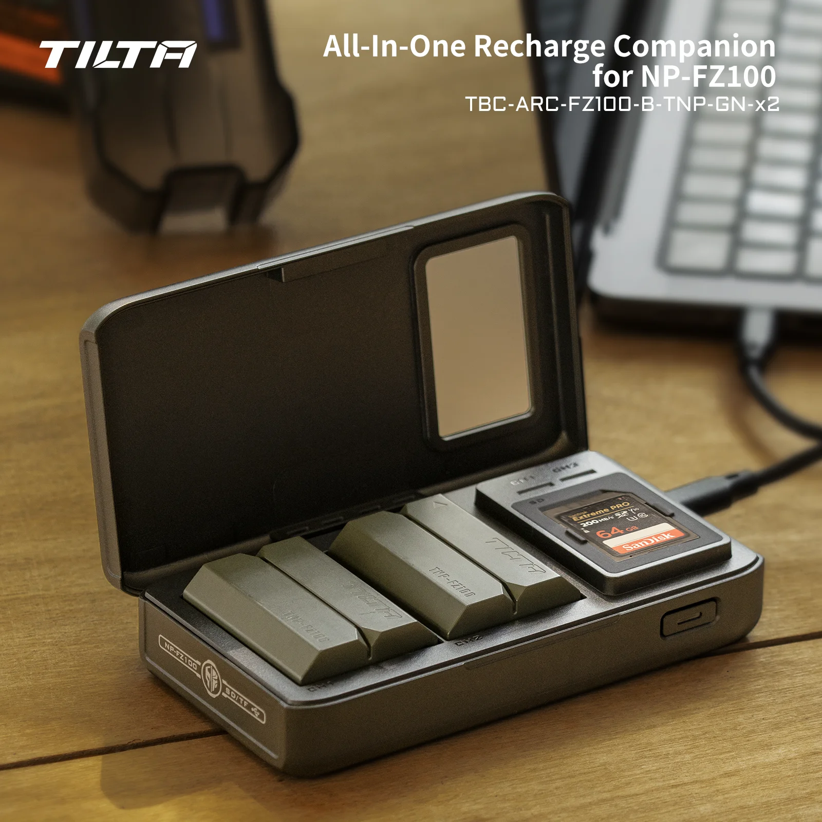 TILTA for NP-FZ100 All-In-One Recharge Companion SD TF card reader Dual Charger for Sony A7M4 A7C2 A7M5 A6000 ZV-E10