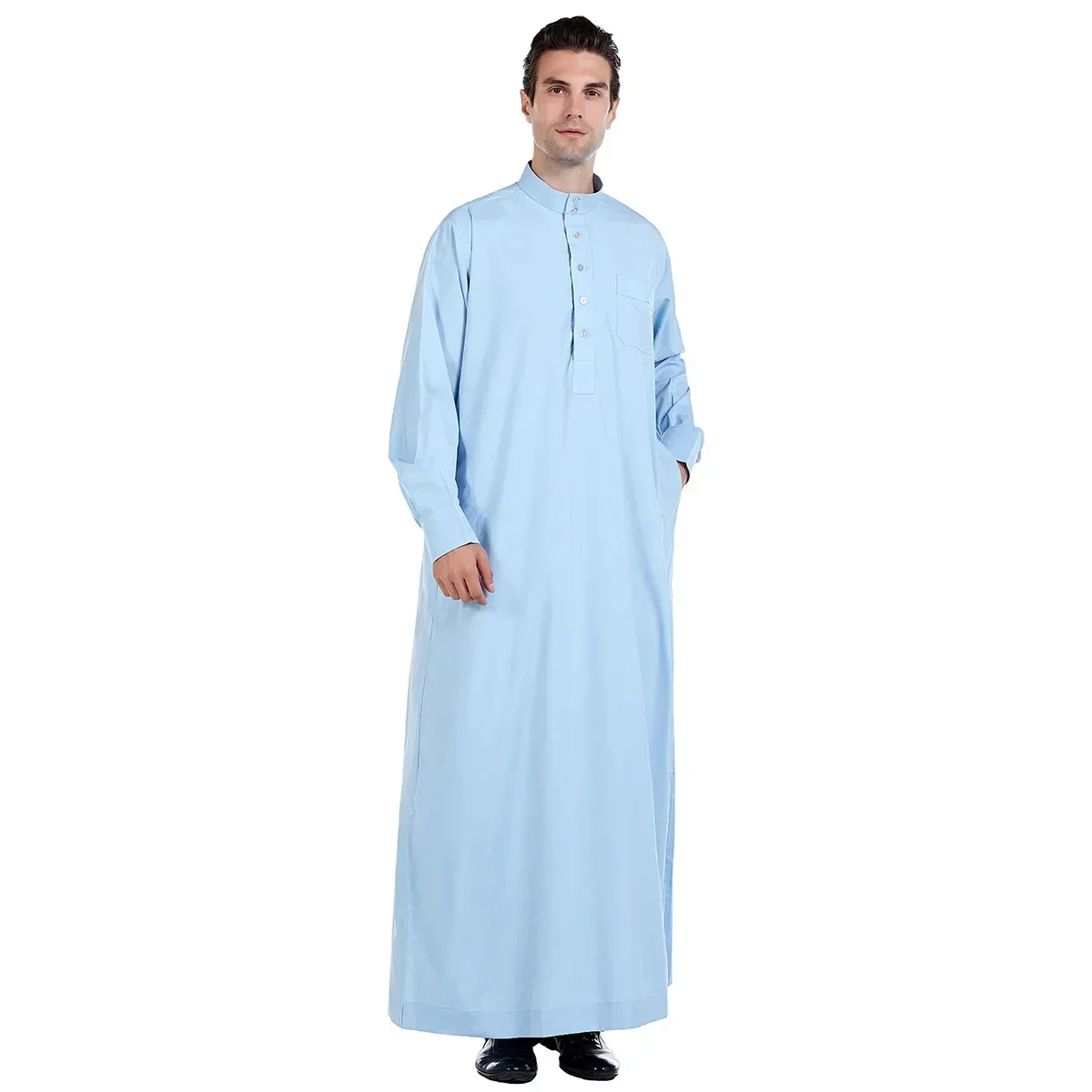 Muslim Stand-up Collar Solid Color Muslim Robes For Men In Dubai Muslim Robes Of The United Arab Emirates And Saudi Arabia S-3XL