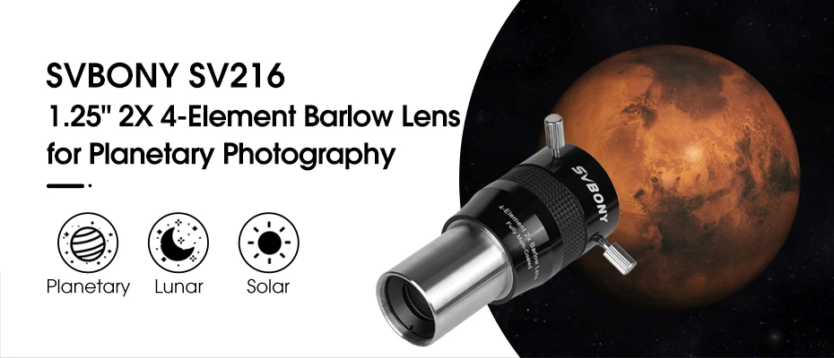 SVbony Zoom-Okular und 2X 4-Element Barlow-Linsenkombination SV245+SV216 für Planetenbeobachtung – Detail 13