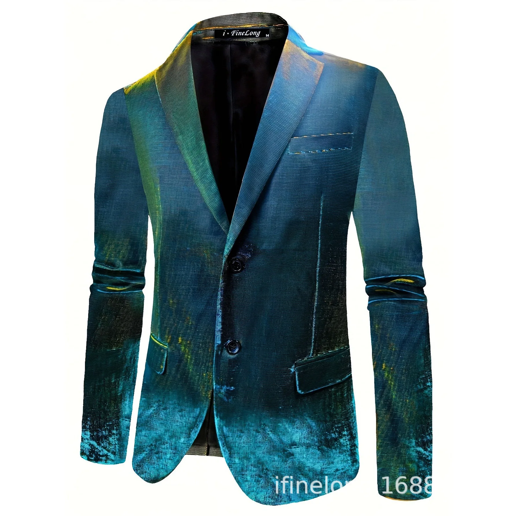 

3-A208 New Suit Jacket Men's High-end Feelingdsome Loose Suit Gradient Color-changing Trendy Korean Style Design Sense Top