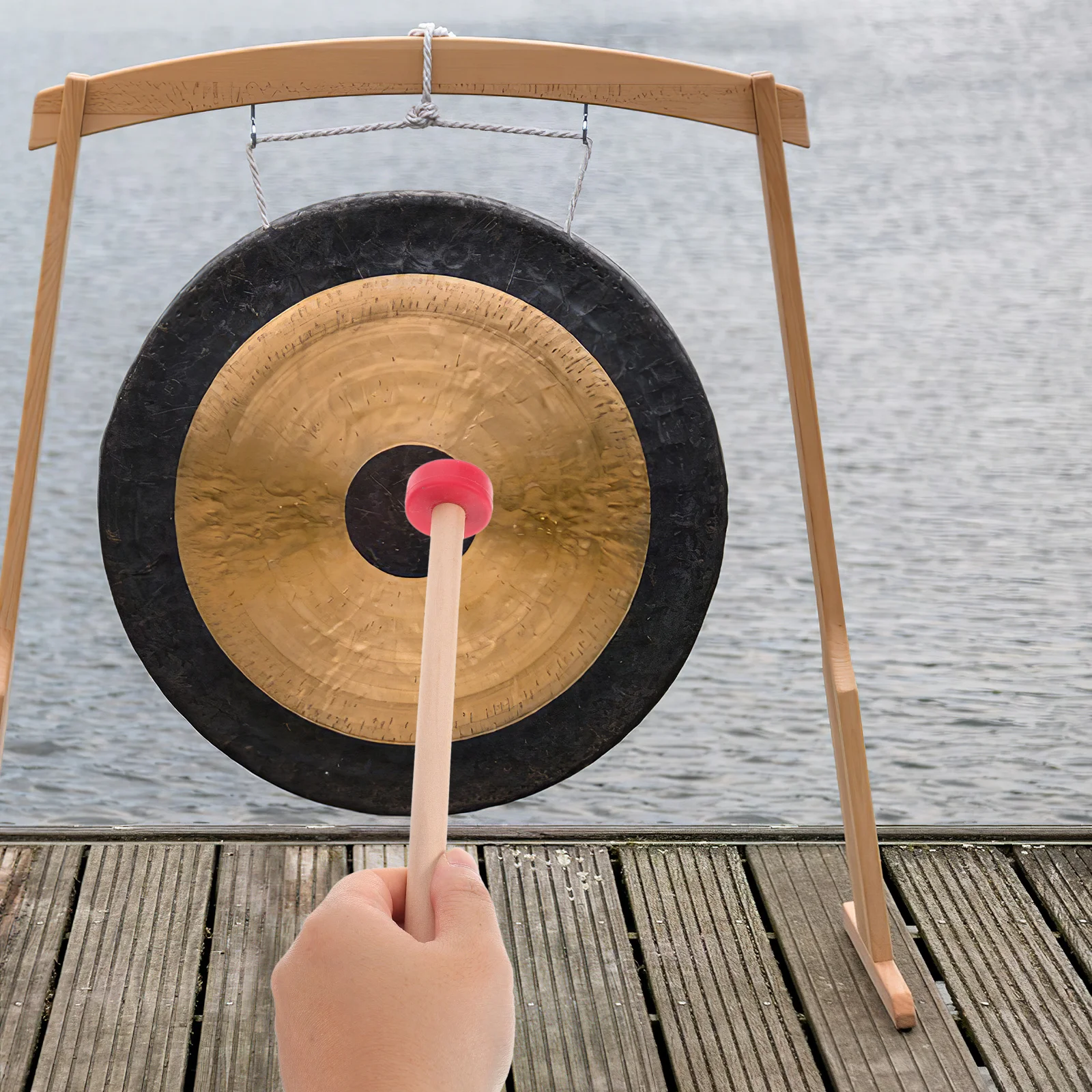 

Solid Wood Chinese Gong Mallet Traditional Design Large Head Powerful Striking Force for Stage Performance Music Rhythm
