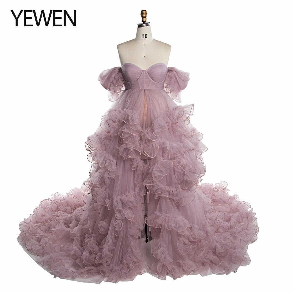 Maternity Dress for Photo Shoot Tulle Ruffle Maternity Gown Baby Shower Photoshoot Dress YW243160