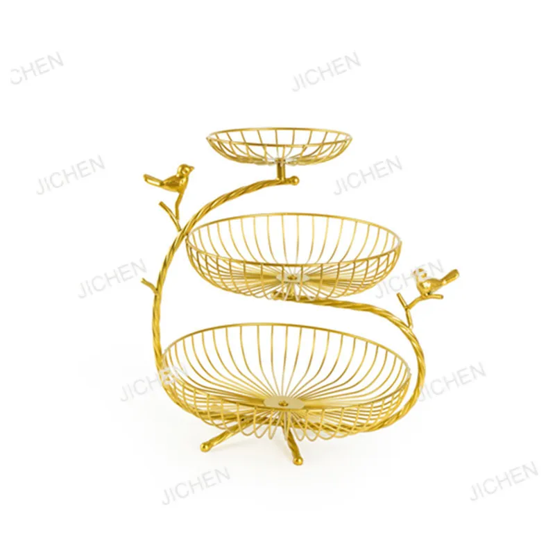 

Nordic simple ins feng shui fruit plate modern living room home multi-layer fruit basket wrought iron candy plate storage basket