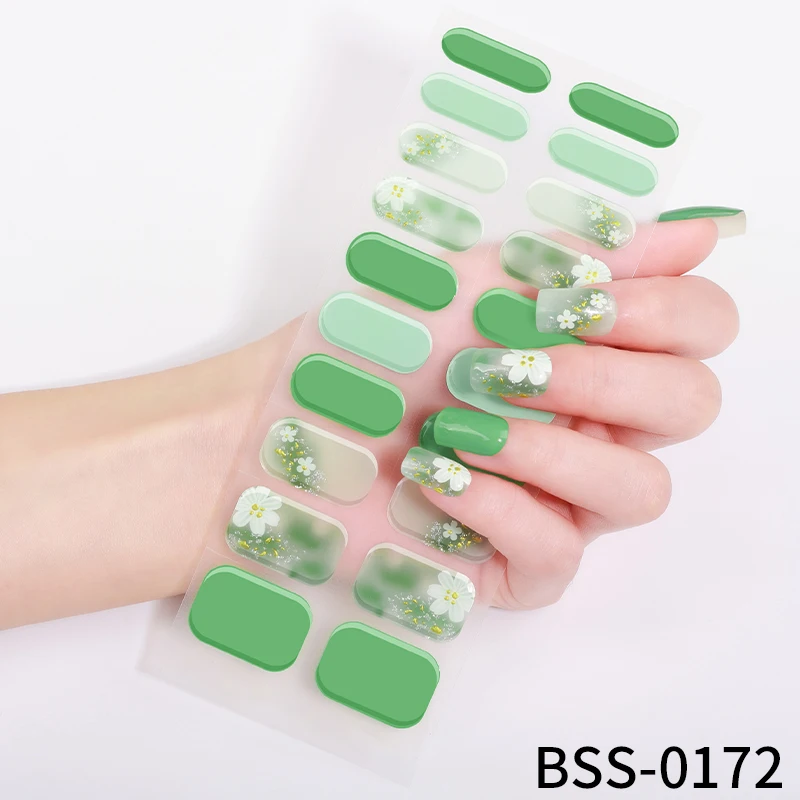 20Tips Fashionable Nail Art Stickers Collection Manicure DIY Nail Polish Strips Wraps UV Lamp Cured Manicure for Party Wedding