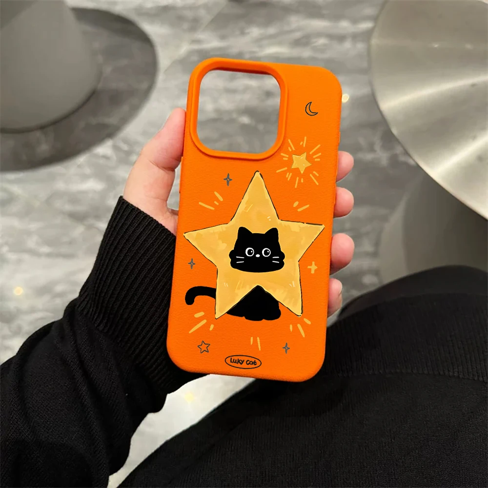 Star Black Cat Handyhülle für iPhone 17 16 15 14 13 12 11 Pro Max 16 15 14 Plus 17 16 15 14 13 12 Pro 17Air Silikon Matte Hülle – Detail 6