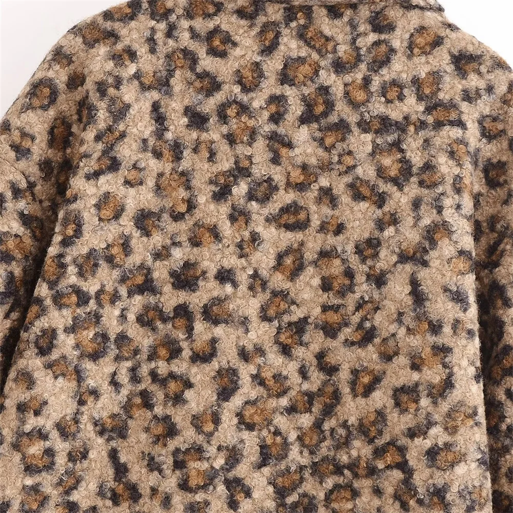 Manteau ample Simple à Double boutonnage pour femme, motif léopard poilu, mi-long, nouvelle collection automne/hiver