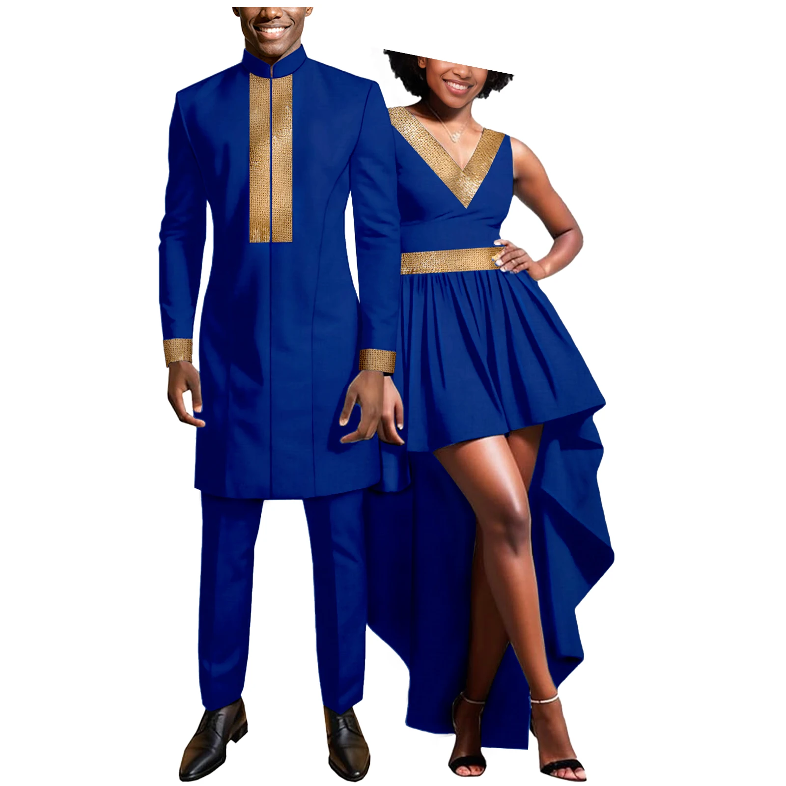 مجموعة ملابس الزوجين الأفريقيات المطابقة للنساء فستان أنقرة تركيا Kente قماش مطبوع أو بدلة Dashiki للرجال سترة وسراويل