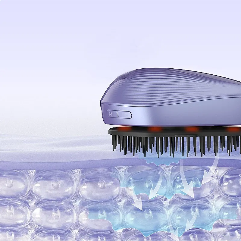 2400 RPM Relaxation Scalp Massage Comb  LED Light Vibration Essential Oil Spray Electric Bar Design Compact Portable