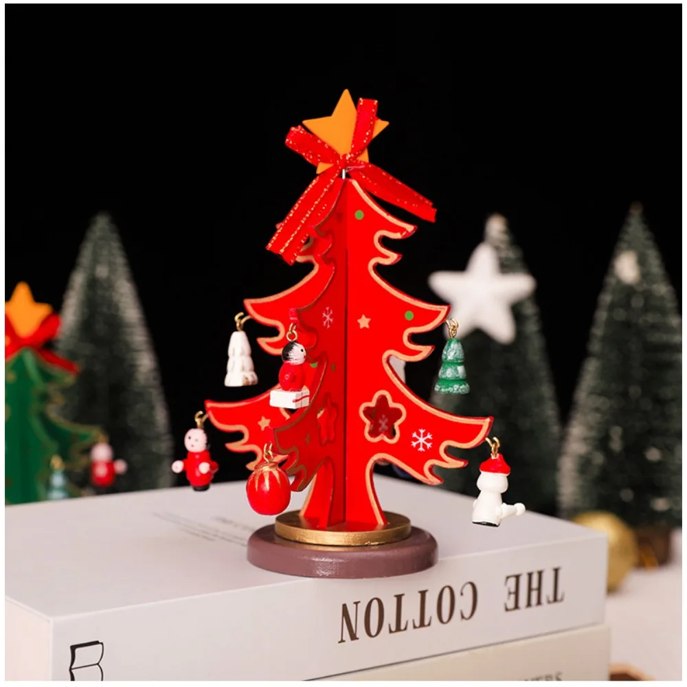 Christmas Tree Children's Handmade DIY Craft Toy Wooden Christmas Tree Scene Layout  Christmas Decorations Kids Xmas Gifts Toy