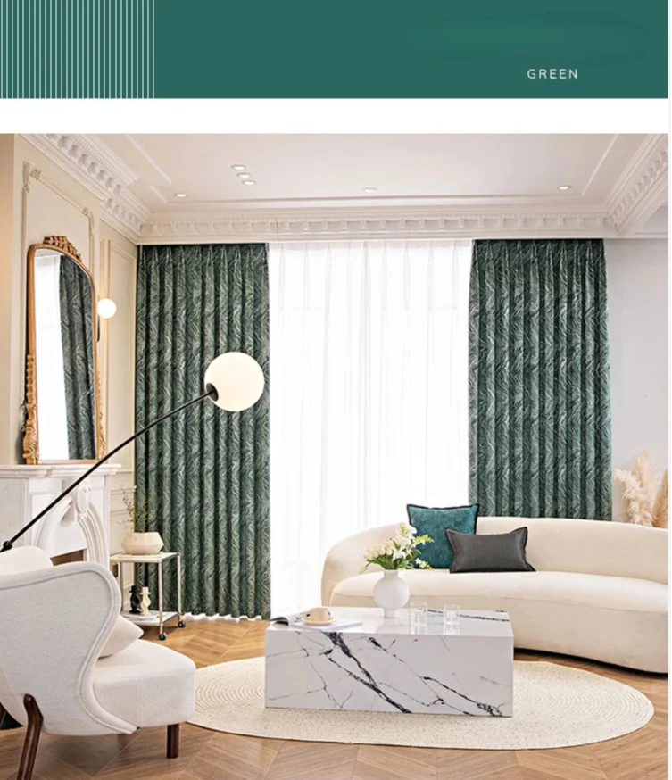 High-Precision Texture Jacquard Curtains for Living Room and Bedroom Modern Nordic Luxury Window Drapes Thicken Custom Decor