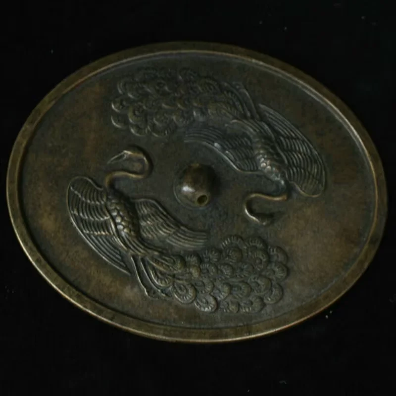 

Chinese Folk Fengshui Bronze Copper Two Crane Bronze Mirror Statue Sculpture Statues for Decoration Collection Ornaments