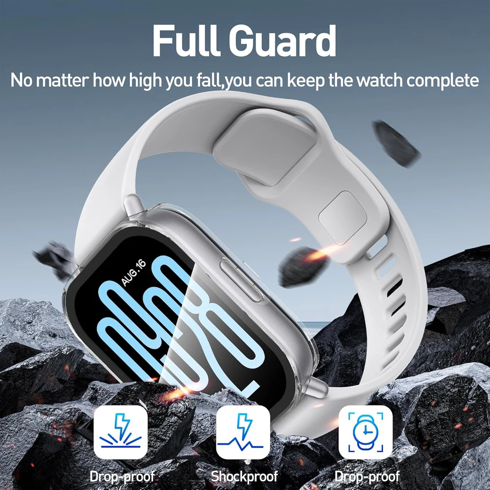 حافظة من الزجاج المقسى لساعة Xiaomi Redmi 5 Active/Lite حافظة ناعمة من مادة البولي يوريثان الحراري حافظة لهاتف Redmi Watch 5 Lite