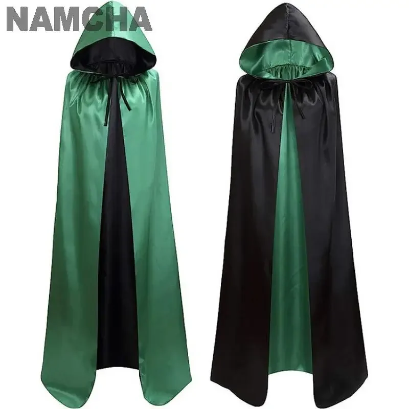 هالوين القراصنة قاتمة ريبر عباءة نسيج الساتان الشيطان مصاص دماء عكسها الرؤوس مع غطاء محرك السيارة الأطفال الكبار عيد الميلاد تأثيري الرأس