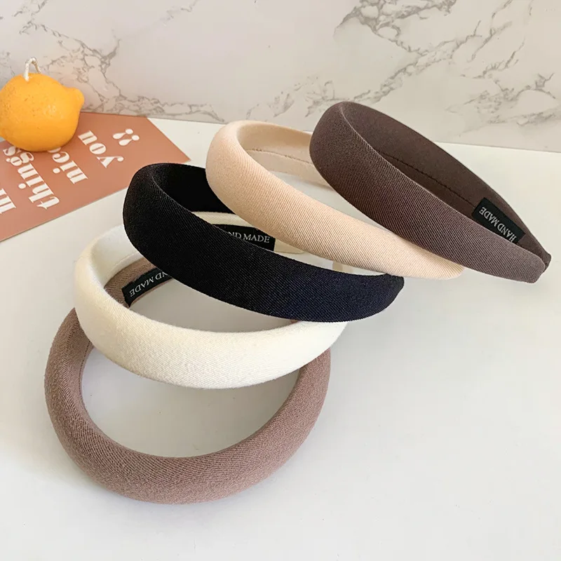 

2025 New Solid Color Thick Sponge Hairband Women's Girls Elegant Head Band Makeup Face Wash Hair Hoop Fashion Hair Accessories