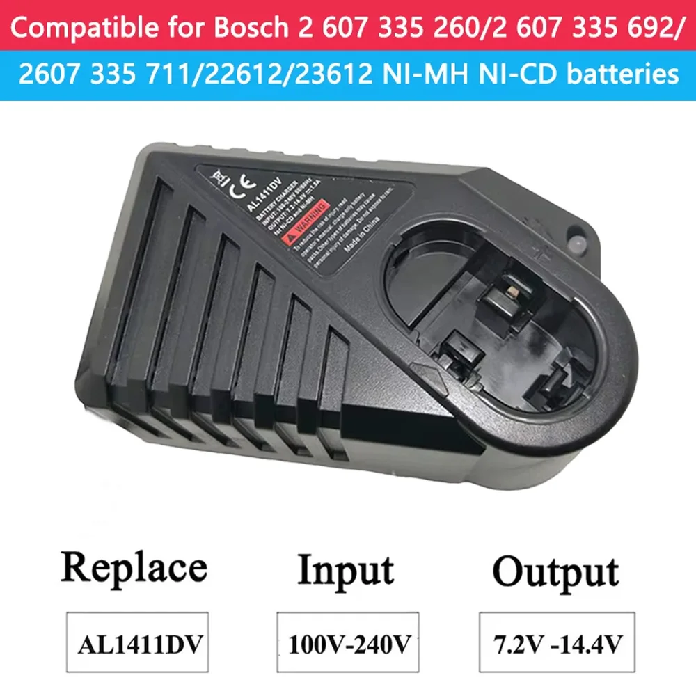 For Bosch 7.2V/GSR9.6/12V/14.4V Fast Battery Charger Adapter NI-MH NI-CD AL1411DV GSR7 2-2 GSR9 6-2 GSR12-2 GSB12-2